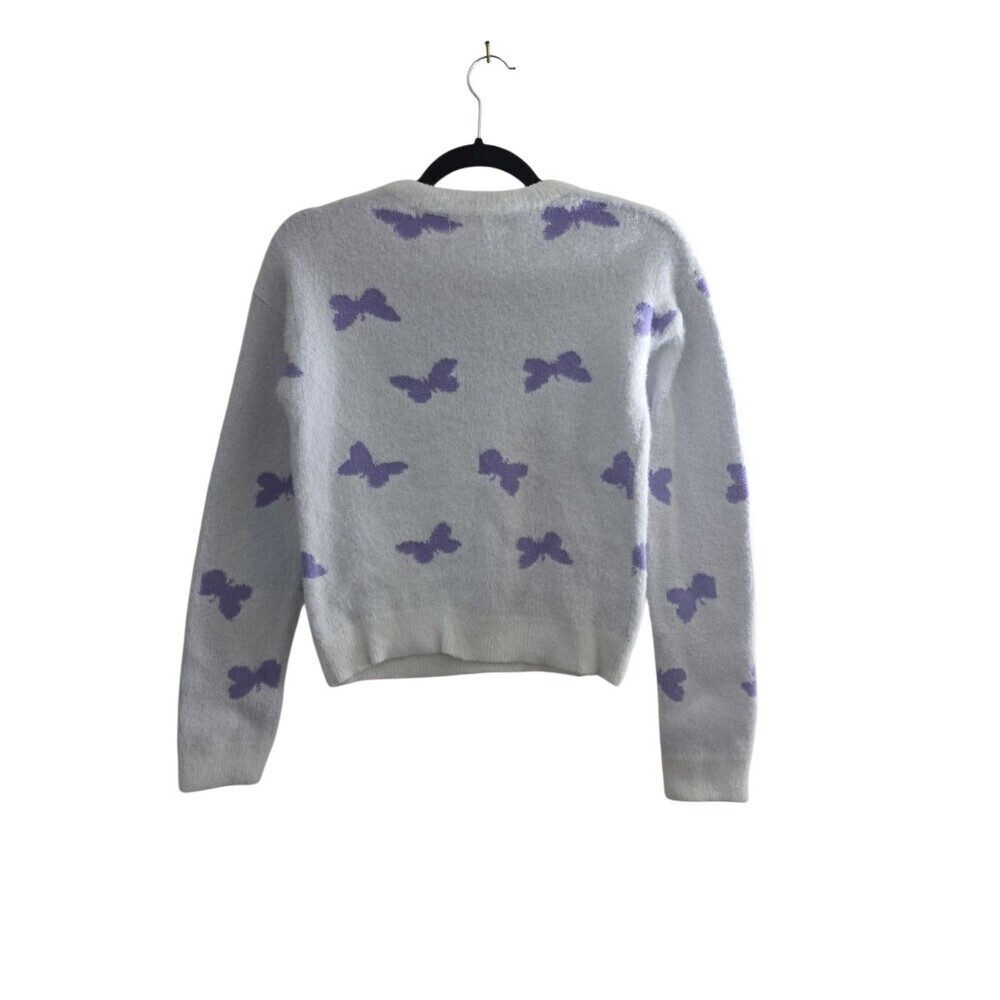 Coco & Shay Butterfly Sweater Size Medium White And Purple - Picture 2 of 3